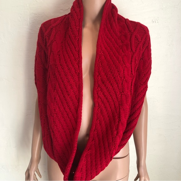 New York & Company Hot Red Knitted Winter Neck Scarf OSFM Chain-Link Design - Picture 11 of 15